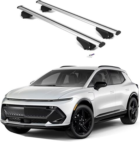 قضبان رف سقف Erkul لشيفروليه تشيفي الاعتدال EV 2024-2025 | أشرطة الألومنيوم مع قفل مكافحة السرقة للسطح | متوافق مع قضبان التدفق - الفضة in Kuwait