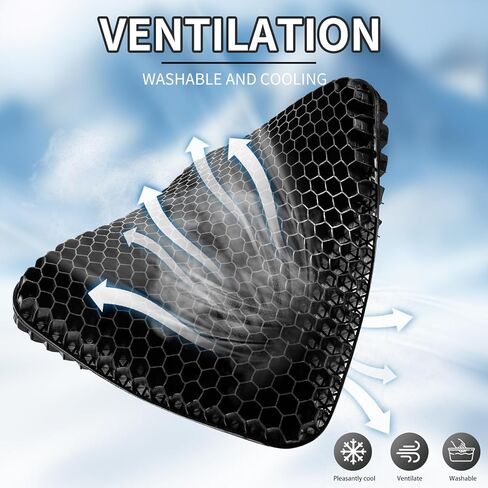 Gel Seat Cushion for Long Sitting, (2.4 Inch Extra Thick) Soft＆Breathable Gel Cushions for Pressure Relief, Gel Chair Cushion for Hip Pain, Gel Cushion for Wheelchair with No Pressure Points in Saudi Arabia