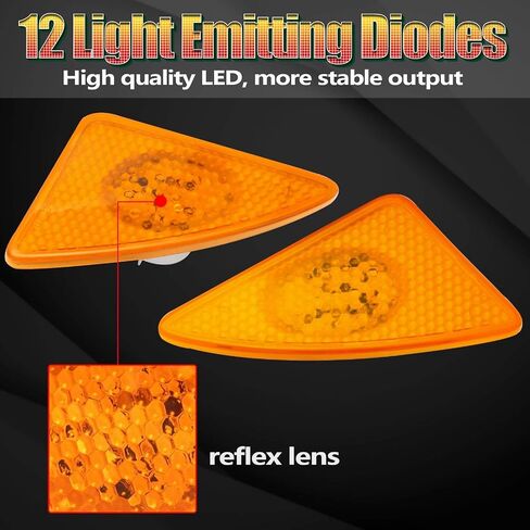 Xotic Tech 2pcs Front Side Marker Signal LED Light Lamp Compatible with Kenworth T660 T170 T270 T370 Semi-Trucks 2008-2017, 3000K Amber 12-SMD (Part # P54-1085-L P54-1085-R) in Saudi Arabia