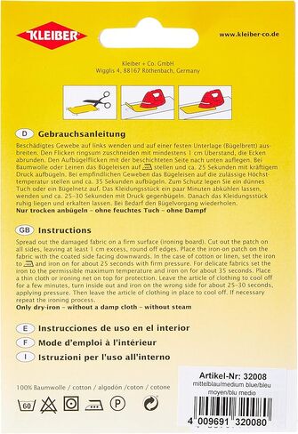 Kleiber 40 x 12 cm Extra Soft Cotton Iron-On Repair Patch, White in Kuwait