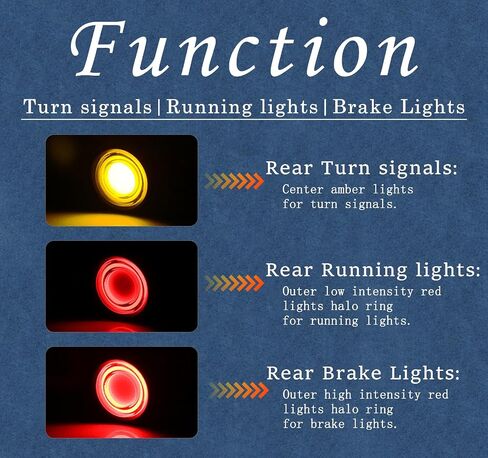 Motorcycle Universal LED Tail Lights Rear Front Turn Signals Bullet Brake Taillights Motorbike Running Light Compatible with Harley Yamaha Honda Kawasaki Suzuki in Kuwait