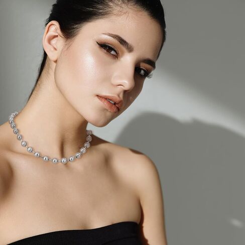 Y2k Aesthetic Emo Silver Beaded Chain Necklace, Stainless Steel Ball Chain Necklace for Women, Grunge Necklaces, Punk Necklaces for Men, Christmas Jewelry Gift in Kuwait