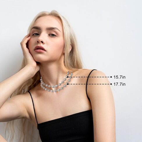Y2k Aesthetic Emo Silver Beaded Chain Necklace, Stainless Steel Ball Chain Necklace for Women, Grunge Necklaces, Punk Necklaces for Men, Christmas Jewelry Gift in Kuwait