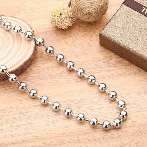 Y2k Aesthetic Emo Silver Beaded Chain Necklace, Stainless Steel Ball Chain Necklace for Women, Grunge Necklaces, Punk Necklaces for Men, Christmas Jewelry Gift in Kuwait