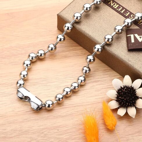 Y2k Aesthetic Emo Silver Beaded Chain Necklace, Stainless Steel Ball Chain Necklace for Women, Grunge Necklaces, Punk Necklaces for Men, Christmas Jewelry Gift in Kuwait