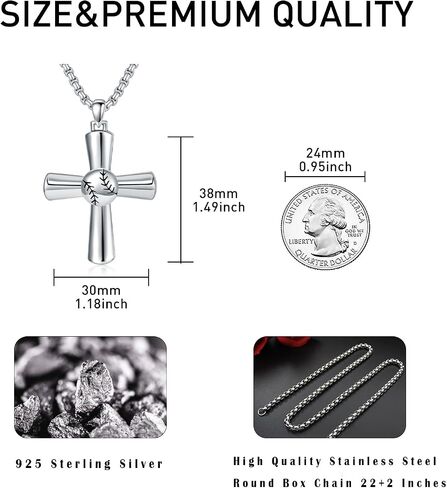 925 Sterling Silver Cross Pendant Necklace for Men & Boy with 2.5MM, 22+2 Inches Round Box Chain Jewelry Gift for Christmas, Valentine's Day, Father's Day, Birthday in Saudi Arabia