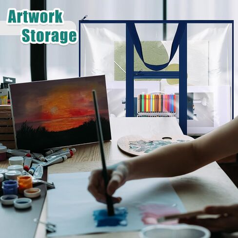 GILPROP 3 Pack Pack Barge Poster Storage Facs 31.5 "× 25.2" PVC Art Portfolio Portfolio Container Bulletin Poster مع جيوب مقبض سستة لمنظمة فنان المعلمين (Blcak ، Clear) in Kuwait