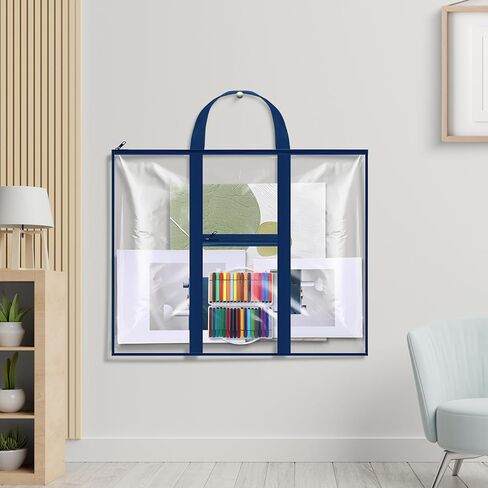 GILPROP 3 Pack Pack Barge Poster Storage Facs 31.5 "× 25.2" PVC Art Portfolio Portfolio Container Bulletin Poster مع جيوب مقبض سستة لمنظمة فنان المعلمين (Blcak ، Clear) in Kuwait