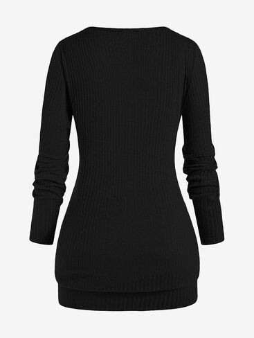 ROSE GAL Rosegal Womens Plus Size Wide Ribbed Keyhole Cutout Draped Ruched Surplice Wrap Long Sleeve Blouson Top in Saudi Arabia