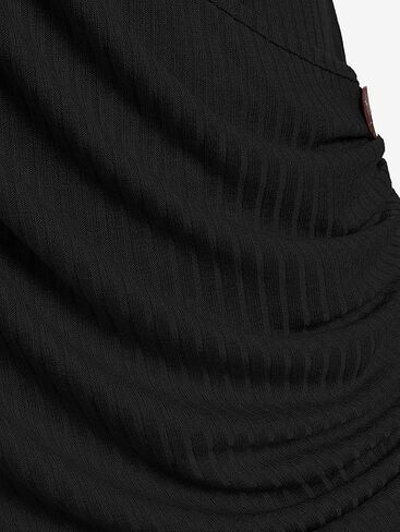 ROSE GAL Rosegal Womens Plus Size Wide Ribbed Keyhole Cutout Draped Ruched Surplice Wrap Long Sleeve Blouson Top in Saudi Arabia