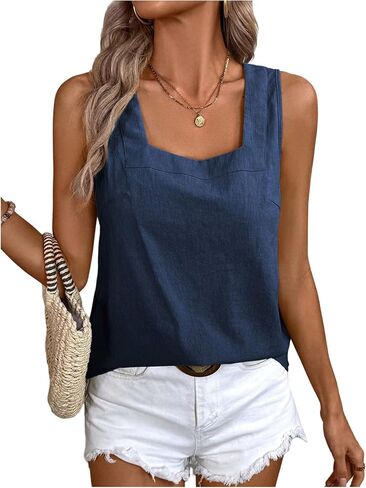 SweatyRocks Women's Sleeveless Casual Tank Top Square Neck Blouse Summer in Saudi Arabia