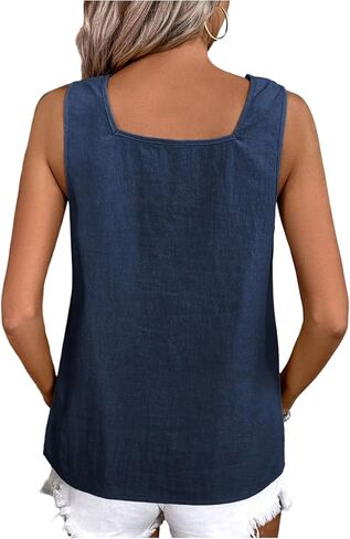 SweatyRocks Women's Sleeveless Casual Tank Top Square Neck Blouse Summer in Saudi Arabia