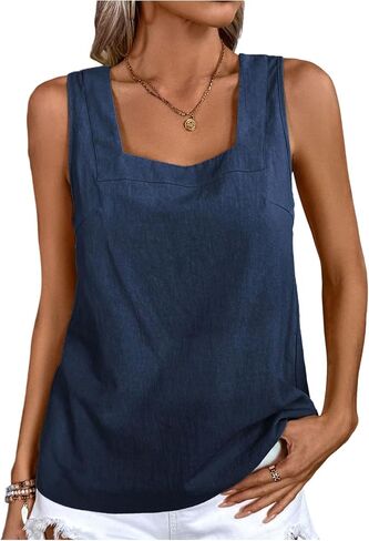 SweatyRocks Women's Sleeveless Casual Tank Top Square Neck Blouse Summer in Saudi Arabia