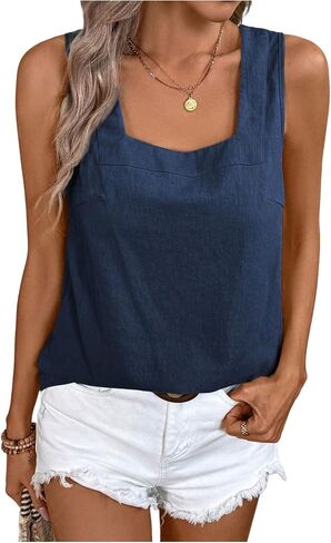 SweatyRocks Women's Sleeveless Casual Tank Top Square Neck Blouse Summer in Saudi Arabia