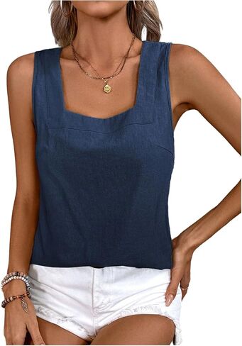 SweatyRocks Women's Sleeveless Casual Tank Top Square Neck Blouse Summer in Saudi Arabia