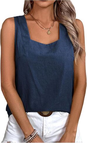 SweatyRocks Women's Sleeveless Casual Tank Top Square Neck Blouse Summer in Saudi Arabia