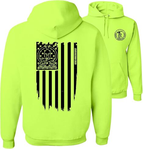 Armed American Supply Hi Vis, Hi Viz Molon Labe Ghost Flag Cotton/Poly Blend Safety Hoodie, Sweatshirt for Men, Safety Yellow in Kuwait