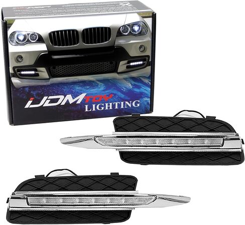 iJDMTOY Xenon White 18W High Power Lower Bumper Trim Replace LED Daytime Running Light DRL Lamps Compatible with 2007-2010 Pre-LCI BMW E70 X5 in Saudi Arabia
