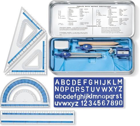 Staedtler Student Math Set, 6 Pieces, Compass, Protractor, Ruler, Pencil, Eraser and Sharpener, Zippered Pouch in Saudi Arabia