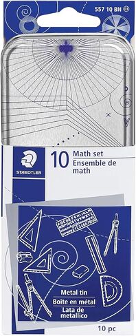 Staedtler Student Math Set, 6 Pieces, Compass, Protractor, Ruler, Pencil, Eraser and Sharpener, Zippered Pouch in Saudi Arabia