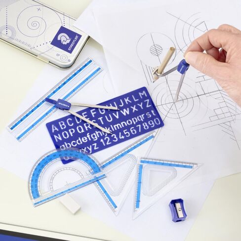 Staedtler Student Math Set, 6 Pieces, Compass, Protractor, Ruler, Pencil, Eraser and Sharpener, Zippered Pouch in Saudi Arabia