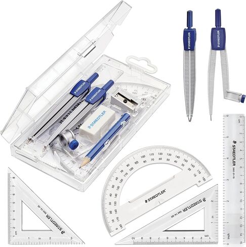 Staedtler Student Math Set, 6 Pieces, Compass, Protractor, Ruler, Pencil, Eraser and Sharpener, Zippered Pouch in Saudi Arabia
