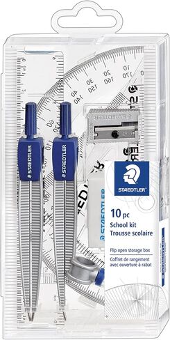 Staedtler Student Math Set, 6 Pieces, Compass, Protractor, Ruler, Pencil, Eraser and Sharpener, Zippered Pouch in Saudi Arabia