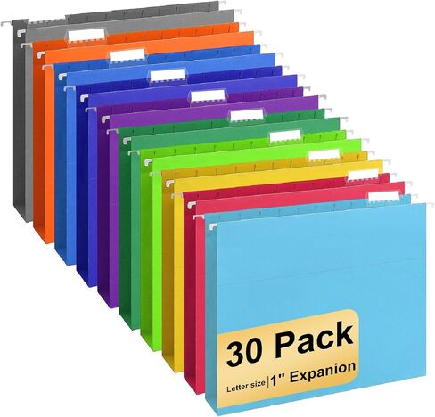 Hanging File Folders, 50 Pack Letter Size Hanging File folders with 1/5-cut Tabs, Stay Organized for Your Home and Office Bulk File, Documents and Paper, 10 Colors in Kuwait