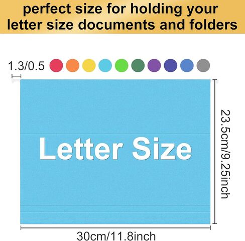 Hanging File Folders, 50 Pack Letter Size Hanging File folders with 1/5-cut Tabs, Stay Organized for Your Home and Office Bulk File, Documents and Paper, 10 Colors in Kuwait