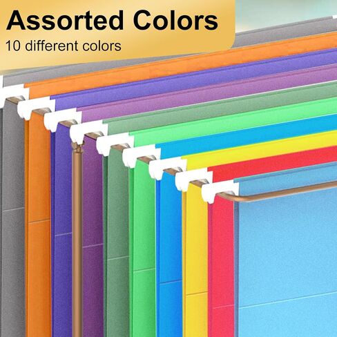 Hanging File Folders, 50 Pack Letter Size Hanging File folders with 1/5-cut Tabs, Stay Organized for Your Home and Office Bulk File, Documents and Paper, 10 Colors in Kuwait