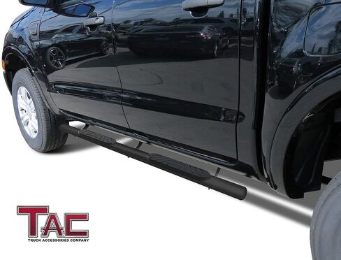 TAC Black Running Boards Fit 2019-2023 Ford Ranger SuperCrew Truck Pickup 4" Oval Texture Side Bars Step Rails Nerf Bars Off Road Accessories in Saudi Arabia