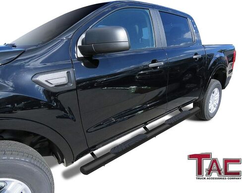 TAC Black Running Boards Fit 2019-2023 Ford Ranger SuperCrew Truck Pickup 4" Oval Texture Side Bars Step Rails Nerf Bars Off Road Accessories in Saudi Arabia