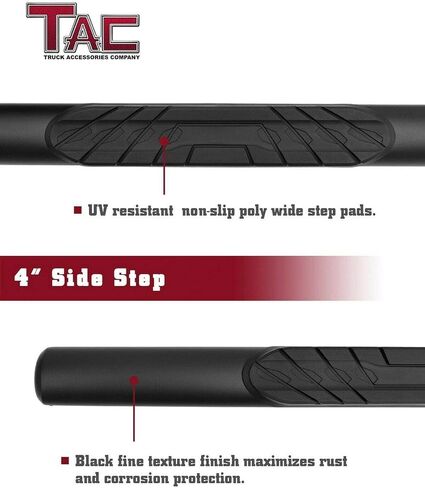 TAC Black Running Boards Fit 2019-2023 Ford Ranger SuperCrew Truck Pickup 4" Oval Texture Side Bars Step Rails Nerf Bars Off Road Accessories in Saudi Arabia