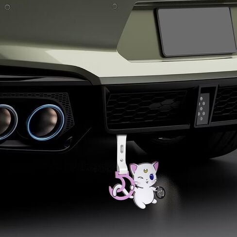 JDM Tsurikawa Ring Japanese Subway Train Bus Car Handle Cute Cat Moon Anime Cartoon Handle Hand Strap Rear Front Bumper Warning Rings Drift Charm Drift Car Accessory (ATMS-White Strap) in Saudi Arabia