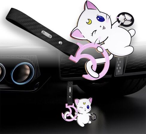 JDM Tsurikawa Ring Japanese Subway Train Bus Car Handle Cute Cat Moon Anime Cartoon Handle Hand Strap Rear Front Bumper Warning Rings Drift Charm Drift Car Accessory (ATMS-White Strap) in Saudi Arabia