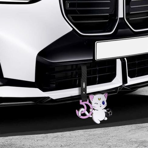 JDM Tsurikawa Ring Japanese Subway Train Bus Car Handle Cute Cat Moon Anime Cartoon Handle Hand Strap Rear Front Bumper Warning Rings Drift Charm Drift Car Accessory (ATMS-White Strap) in Saudi Arabia