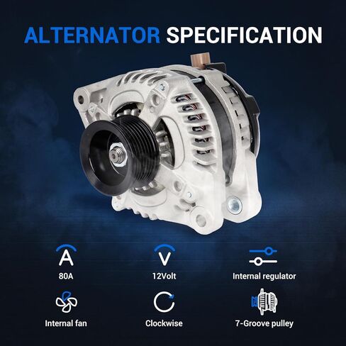 Autoround Alternator Fit for 2006-2011 Honda Civic 1.8L L4, 80A 12V CW 7-Groove Pulley, Replace# 31100RNAA01 11176N 31100RNAA012M2 in Saudi Arabia