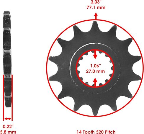 سلسلة Caltric Drive & Sprockets مجموعة متوافقة مع Yamaha Raptor 700 YFM700R 2006 2007 2008-2016 in Saudi Arabia
