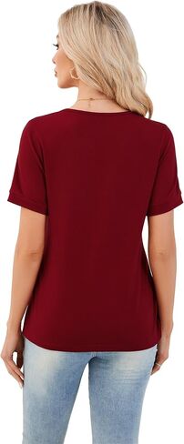 Jouica Women's 2025 Summer Tunic Tops Short Sleeve Loose Fit Breathable Top Keyhole Neck Casual Shirts for Leggings in Saudi Arabia