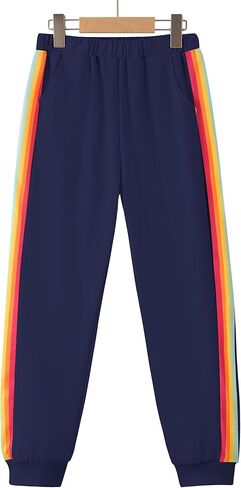 ملابس ملابس الفتيات للفتيات النشطات الأكمام الطويلة قوس قزح شريط بلوزات ومسنسات من قطعتين 2 قطعة in Kuwait