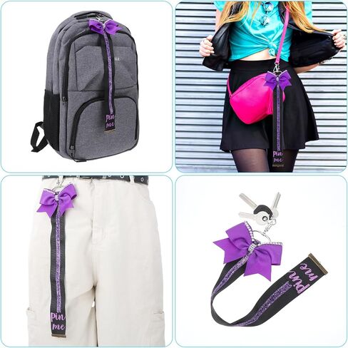 Grevosea 2 Pcs Cheer Pin Me Ribbons, Pin Me Ribbon for Cheer Bag Glitter Cheerleader Bow Keychain Cheerleading Gifts in Saudi Arabia