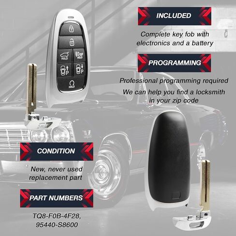 usaremote Key FOB استبدال الإدخال بدون مفتاح لعام 2023 2024 Hyundai Palisade 7-Button Smart Key (TQ8-F0B-4F28 ، 95440-S8600) in Saudi Arabia