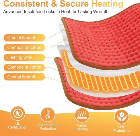 Heating Pad-Electric Heating Pads for Back,Neck,Abdomen,Moist Heated Pad for Shoulder,Knee,Hot Pad for Pain Relieve,Dry Moist Heat,9 Heat Settings,Auto Shut Off(12''×24'',Blue) in Saudi Arabia
