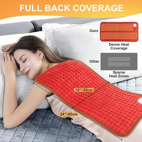 Heating Pad-Electric Heating Pads for Back,Neck,Abdomen,Moist Heated Pad for Shoulder,Knee,Hot Pad for Pain Relieve,Dry Moist Heat,9 Heat Settings,Auto Shut Off(12''×24'',Blue) in Saudi Arabia