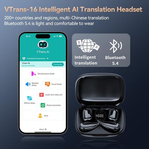AI Translation Earbuds Real Time No Subscription Fee Lifetime 3 in 1 Language Translator Earbuds with AI Assistant Fit iOS and Android for Travelling Business and Overseas Study in Saudi Arabia