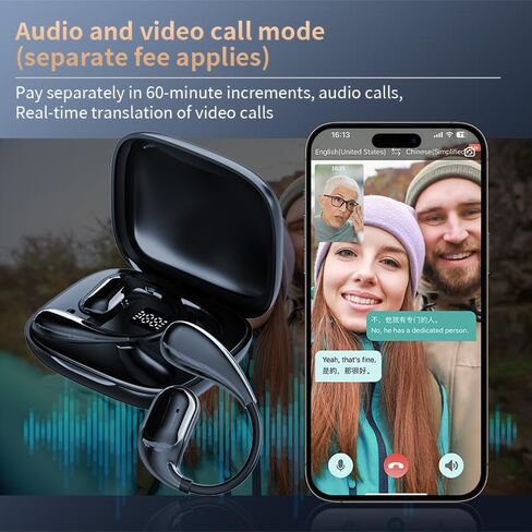 AI Translation Earbuds Real Time No Subscription Fee Lifetime 3 in 1 Language Translator Earbuds with AI Assistant Fit iOS and Android for Travelling Business and Overseas Study in Saudi Arabia