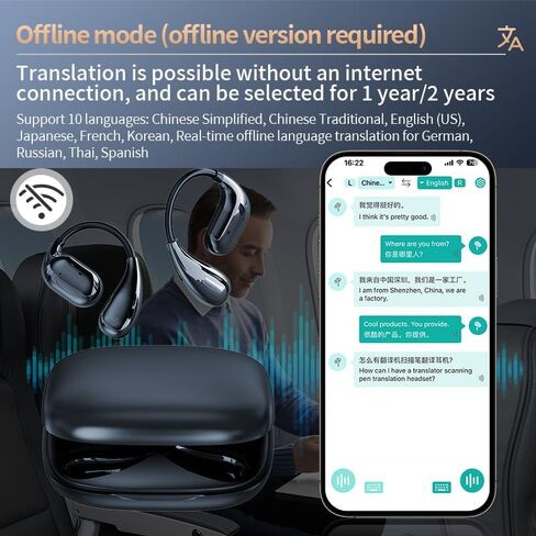 AI Translation Earbuds Real Time No Subscription Fee Lifetime 3 in 1 Language Translator Earbuds with AI Assistant Fit iOS and Android for Travelling Business and Overseas Study in Saudi Arabia