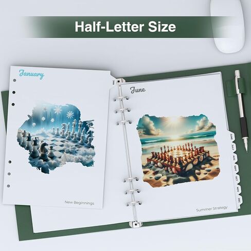 A5 Binder Dividers with Monthly Tabs – 12-Month Index Tabs, 6-Hole Pre-Punched for Planners & Notebooks, 8.5"*5.5" in Saudi Arabia