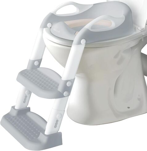Jool Baby Potty Training Seat with 2 Step Ladder for Toddlers - Soft Cushioned Seat & Splash Guard, Adjustable Height (Gray) in Kuwait