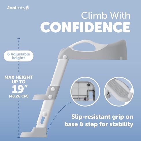 Jool Baby Potty Training Seat with 2 Step Ladder for Toddlers - Soft Cushioned Seat & Splash Guard, Adjustable Height (Gray) in Kuwait